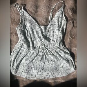 Abercrombie & Fitch Black and White Polka Dot Adjustable Waist Tank